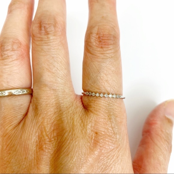 Bezel Semi-Eternity Round Crystal Silver Tone Ring - Picture 1 of 5